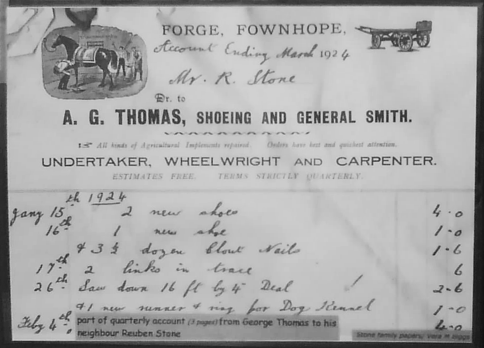 Old invoice from Thomas Forge